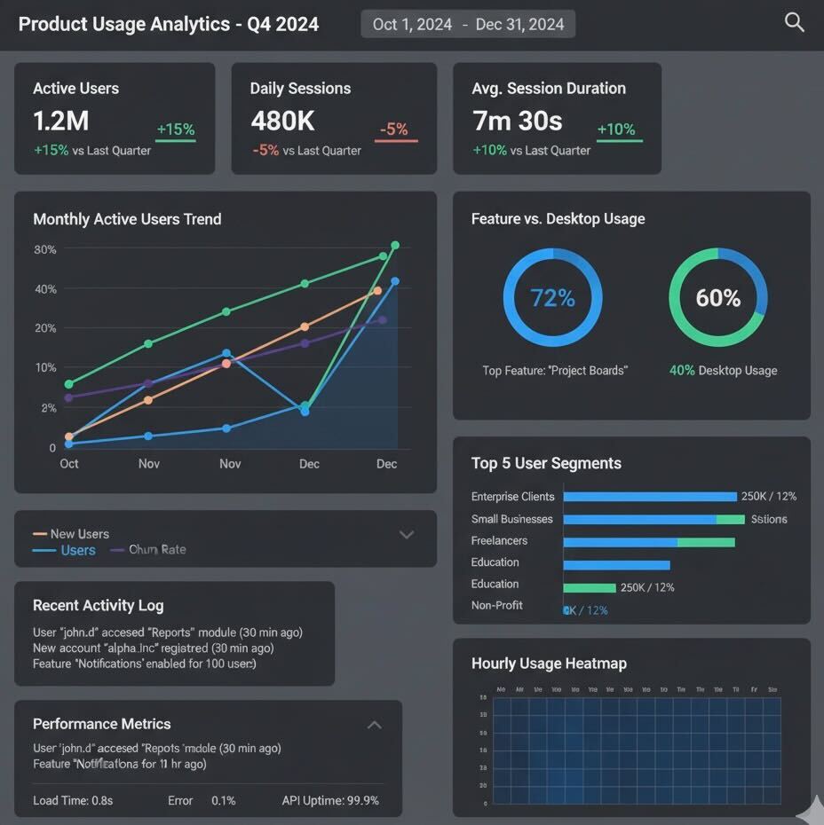 Data analytics screen displaying charts and performance insights
